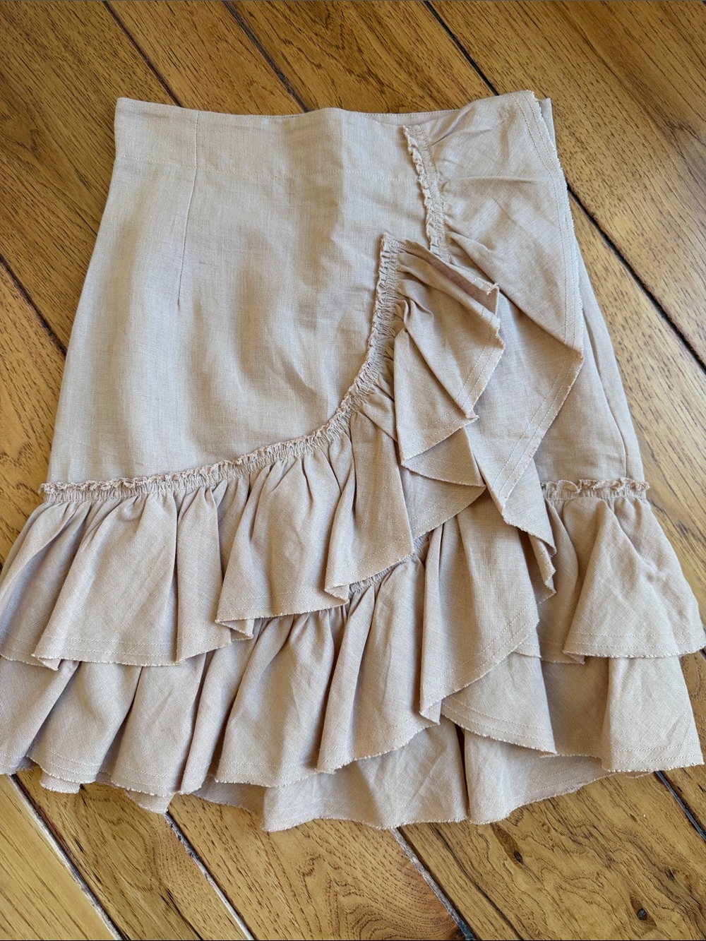 IRO Dusty Rose Linen Ruffled Mini Skirt